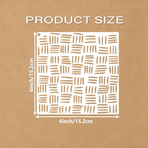 16 Pcs Mixed Texture Stencils for Painting Reusable Plastic 6×6 Inch Geometric Layering Stencils Drawing Templates for Crafts DIY Wall Canvas Notebook Knit Card Wood - color: Style D