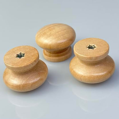 20 Pack Wood Knobs Wooden Dresser Drawer Knobs Round Mushroom Shaped Furniture Pulls - color: Natural Round