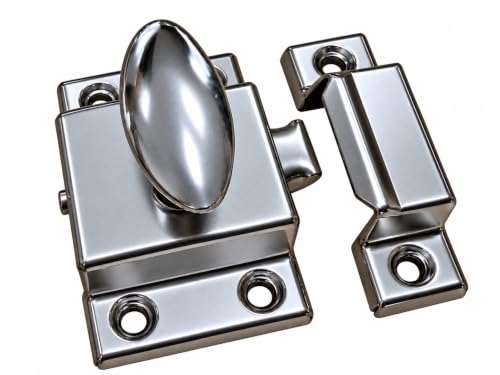 QCAA Oval Turn Cabinet Latch, for Cupboard & Other Furniture, Large, Satin Nickel, 1 Pack, Made in Taiwan - color: Satin Nickel, size: 1pack-large