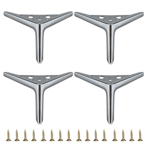 4.7 inch/12cm Shiny Silver Metal Furniture Legs Set of 4 - color: Shiny Chrome, size: 4.7 inch