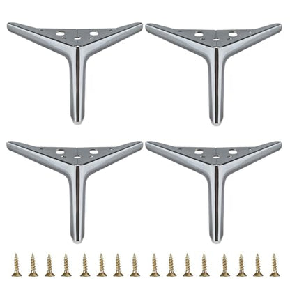 4.7 inch/12cm Shiny Silver Metal Furniture Legs Set of 4 - color: Shiny Chrome, size: 4.7 inch