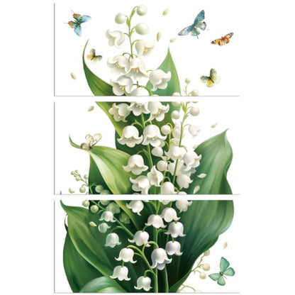 Peacoblue Lily Butterfly Rub On Transfers for Furniture 6"x12" - style: Lily of the Valley and Butterfly