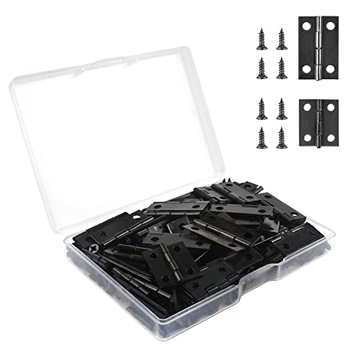 VIPMOON 70PCS Small Hinges for Wooden Box, Mini Black Hinges with 300 Tiny Screws, 24 x 16mm & 18 x 15mm, for DIY Small Crafts/Jewelry Box 2 Sizes - color: Black, size: 24 x 16mm & 18 x 15mm