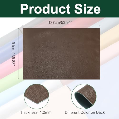 MECCANIXITY Faux Leather Fabric Sheets, 54x36 Inch Waterproof Solid Soft PU Synthetic Leather Sheet for Upholstery Replacement Renovate Furniture Bag Crafts DIY Sewings(Light Brown) - color: Light Brown