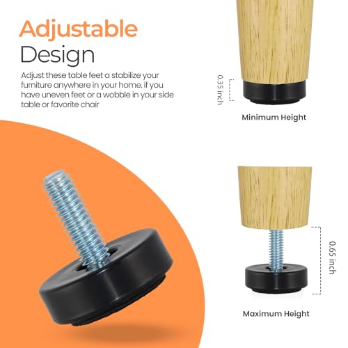 M6 Adjustable Furniture Leveler, 12 Pack Rubber Leveling Feet Screws in Threaded, Feet Levelers Screw On Furniture Glide Leveling for Table, Chair, Furniture Legs - size: Metric M6| Replacement Only (No Nut)