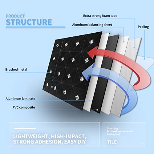 Art3d Peel & Stick Backsplash， Metal Mosaic Tiles, 10 pcs, Black Windmill - color: Black, size: 12x12 Inch