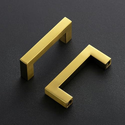 Ravinte Gold Square Pulls Cabinet Handles,3 Inch,30 Pack - color: Brushed Brass, size: 3 Inch Hole Center
