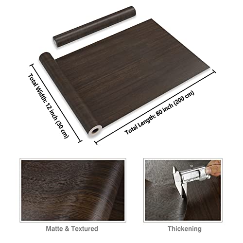 CRE8TIVE Dark Brown Wood Contact Paper Distressed Wood Look Wallpaper Peel and Stick Countertops Waterproof Brown Contact Paper Self Adhesive Textured Wallpaper Vinyl Wrap for Bedroom Kitchen 12"x80" - size: 12" x 80"