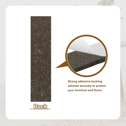 uxcell Felt Furniture Pads, 48Pcs 1.97" x 0.47" Adhesive Backed Felt Non-Slip Anti-Scratch Chair Leg Protectors for Protecting Hardwood Floor, Brown - size: 1.97" x 0.47"