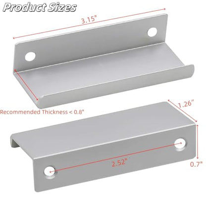 3.15 Inch Finger Pull 6Pcs, 2.52 Inch Hole Centers, Aluminum Alloy, Silver - color: Silver, size: 80mm/3.15", style: Straight Edge