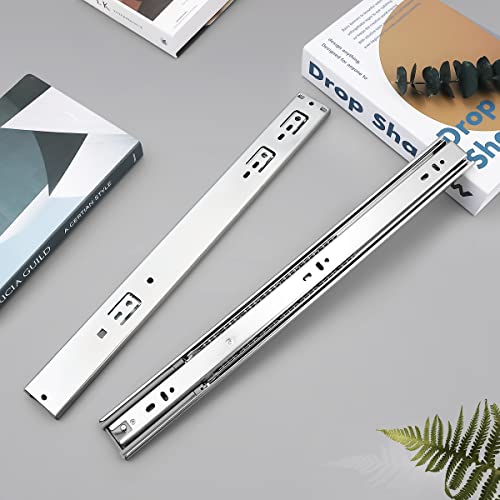 Gobrico 14-Inch Full Extension Rear/Side Mount Drawer Slides with Brackets Soft/Self Closing Ball Bearing Drawer Runners Heavy Duty Less Noise Furniture Drawer Rail Runners, 10Pairs - size: 14 Inch