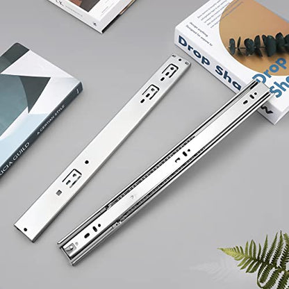 Gobrico 14-Inch Full Extension Rear/Side Mount Drawer Slides with Brackets Soft/Self Closing Ball Bearing Drawer Runners Heavy Duty Less Noise Furniture Drawer Rail Runners, 10Pairs - size: 14 Inch