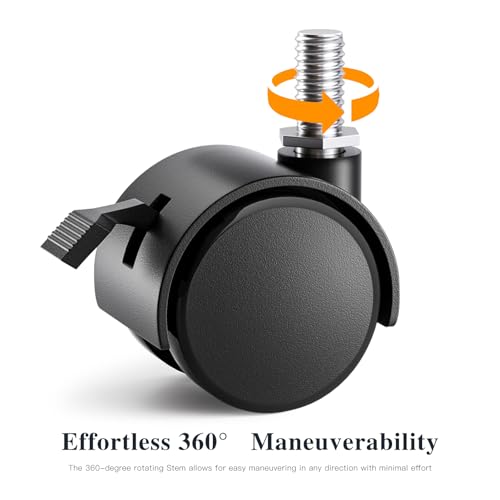 Stem Casters, 1.5 Inch Furniture Casters Set of 4, Threaded Stem Diameter 5/16" Plastic Locking Caster Wheels, Black Swivel Small Castors with T-Nuts, for Table, Cabinet, Storage Rack - style: 1.5 inch with brake