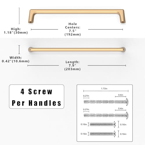 10 Pack Champagne Bronze Cabinet Pulls 7.5 Inch(192mm) Kitchen Cabinet Handles Solid Zinc Alloy Cabinet Hardware Drawer Pulls - color: Champagne Bronze, size: 7.5" Hole Center Pull