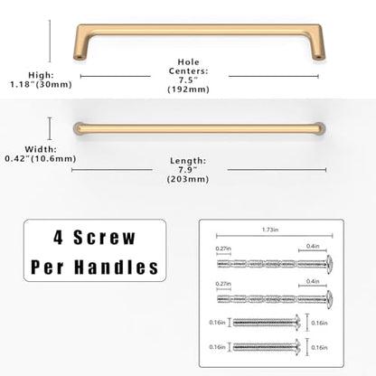 10 Pack Champagne Bronze Cabinet Pulls 7.5 Inch(192mm) Kitchen Cabinet Handles Solid Zinc Alloy Cabinet Hardware Drawer Pulls - color: Champagne Bronze, size: 7.5" Hole Center Pull