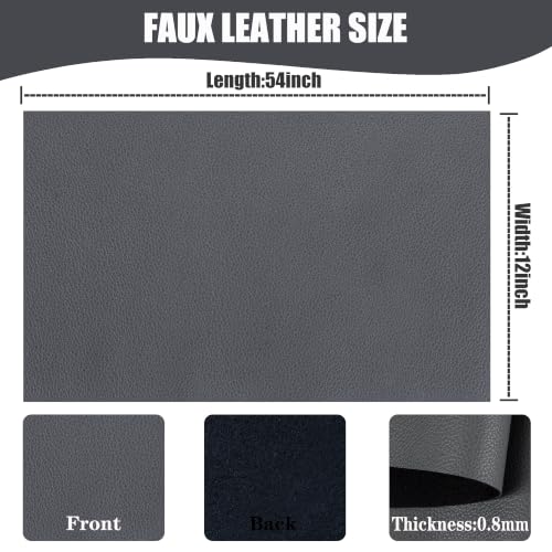 Marine Vinyl Faux Leather,12"X54" Boat Auto Upholstery DIY Projects (Grey, 12"X54") - color: Grey, size: 12"X54"
