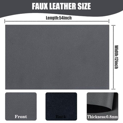 Marine Vinyl Faux Leather,12"X54" Boat Auto Upholstery DIY Projects (Grey, 12"X54") - color: Grey, size: 12"X54"