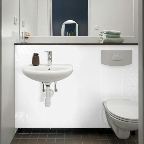 10-Sheet Herringbone Peel and Stick Backsplash Tiles, White - color: White