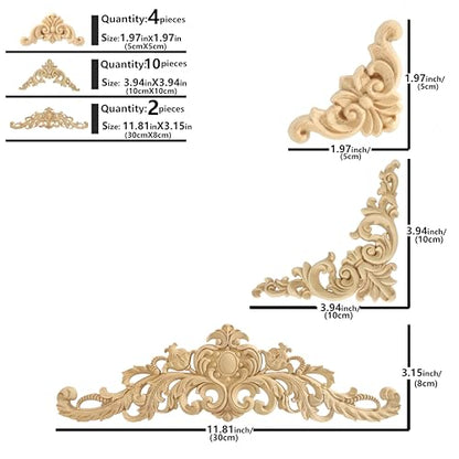 Nsrisml 16 Pack Wooden Rose Appliques Onlays, 11.81inch - size: 11.81inch