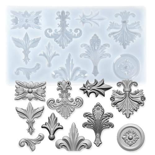 Baroque Medallion Mold for Polyclay Air Dry Clay Plaster - color: Medallion Scroll #4771