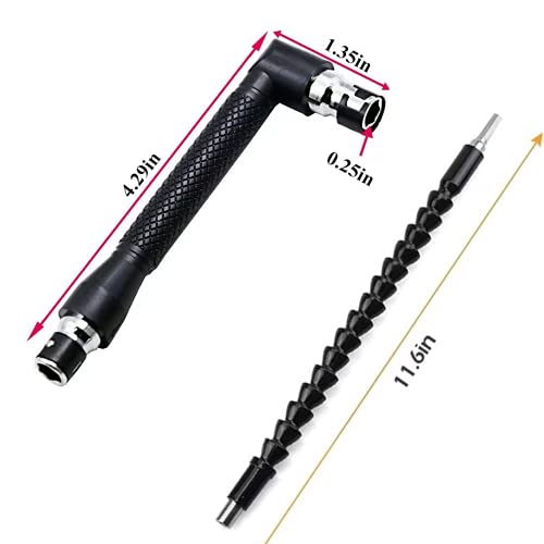 11.7in Flexible Screwdriver Bit Extension Kit - 10pc Set with 90° Angled Bits and Soft Shaft Adaptors