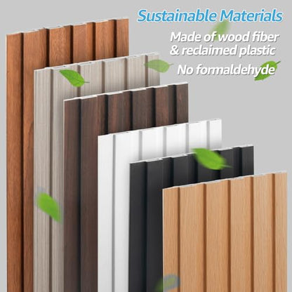 Art3d 48 x 6 in WPC Wood Slat Wall Panels, 3D Wall Accents, 16-Pack, Walnut - color: Walnut, size: 48" * 6"
