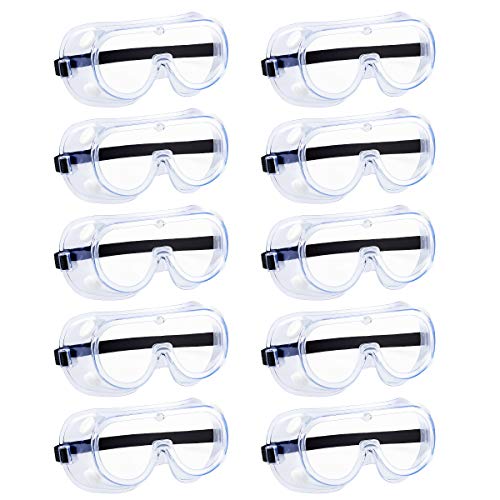 10 Pack Anti-fog Protective Safety Goggles,Safety Glasses,For Industrial,Family Work - color: White 10 Pack