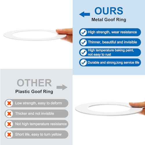 PATIKIL Goof Rings Inner Diameter 2.99", Outer Diameter 4.72", 4 Pcs Metal Goof Rings Cover Recessed Light Trim for Ceiling Wall Fixtures Can Lighting Down Light LED, Matte Finish White - color: White, size: 4.72" OD x 2.99" ID