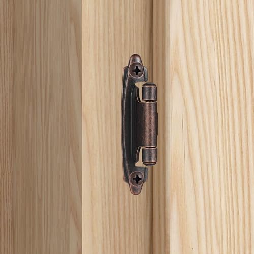 Oil Rubbed Bronze (Antique) Cabinet Hinges, 3/8” Inset, 4 Pack - color: Antique Copper, size: 3/8 Inch Inset