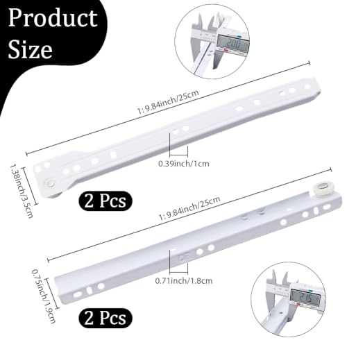 CRASPIRE 2 Pairs 10 Inch Drawer Slides White Coated Steel Drawer Track Removable Replaceable Bottom Mount Rails with Nylon Wheels Cabinet Slide Hardware Side Glides for Dresser Furniture Accessories - size: 9.84x0.75-1.38inch(25x1.9-3.5cm)
