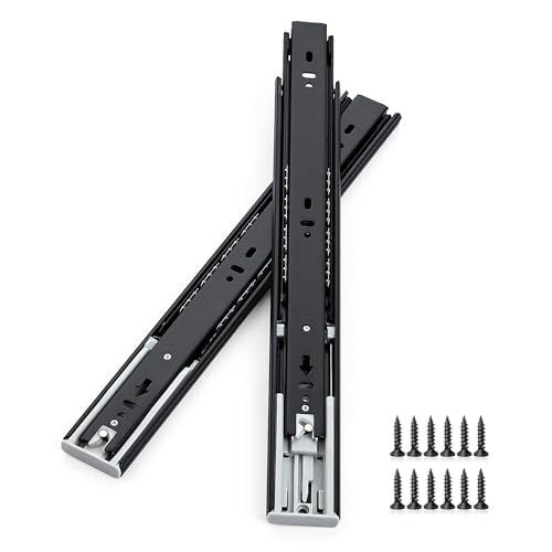 14 Inch Full Extension Drawer Slides, Heavy Duty Side Mount, 6 Pairs, Black - size: 14 Inch