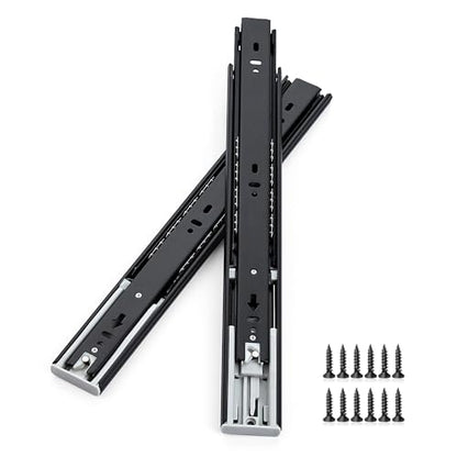 14 Inch Full Extension Drawer Slides, Heavy Duty Side Mount, 6 Pairs, Black - size: 14 Inch