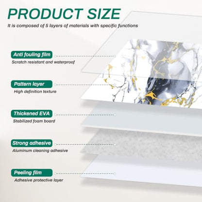Peel and Stick Wall Panels, Marble Look Tiles for Backsplash, 12 Packs - color: White/Black/Gold, size: 23.6" x 11.8" x 2.2mm