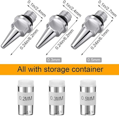 Airbrush Replacement Parts Kit, Nozzle Needle Cap Set 0.2/0.3/0.5mm - size: KIT 1