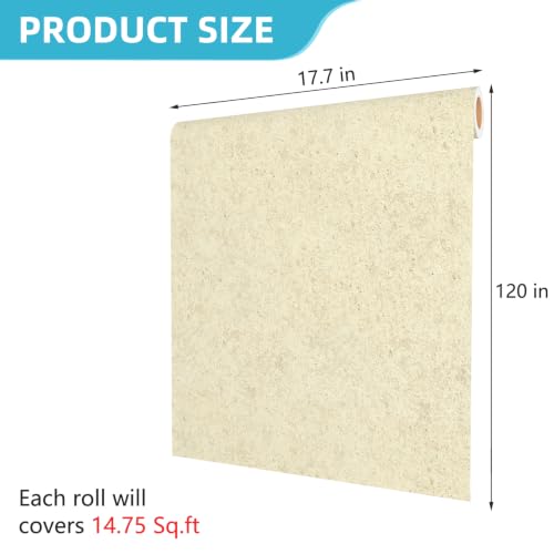 Decotalk Beige Textured Wallpaper Peel and Stick Beige Contact Paper Textured Wallpaper for Bedroom Walls Removable Self Adhesive Contact Paper for Cabinets Vinyl Wrap 17.7x120 Inch - size: 17.7" x 120"