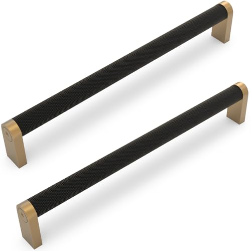 10 Pack Matte Black and Champagne Bronze Cabinet Pulls knurled 7-1/2 Inch Hole Centers Kitchen Cabinet Handles Drawer Pulls Cabinet Hardware - color: Black and Champagne, size: 7-1/2'' Hole Center(192mm)