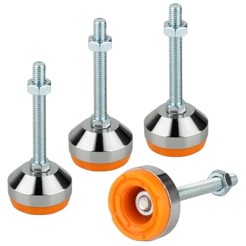 Heavy Duty Leveling feet, 1.95" Dia Base,M10 Thread,1100 lb Capacity,4Pcs - size: D1.95in x M10 x H3.15in