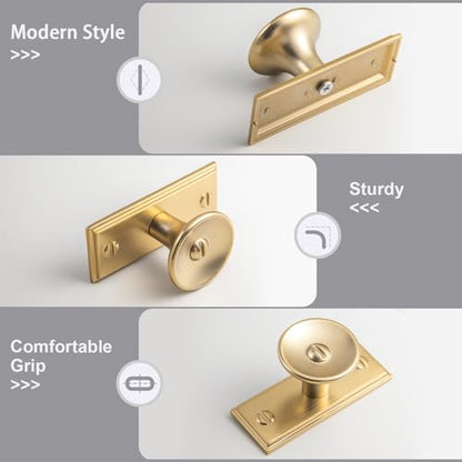 6 Pack Champagne Bronze Cabinet Knobs with Backplate Modern Knob - color: Champagne Bronze, style: Plaquette