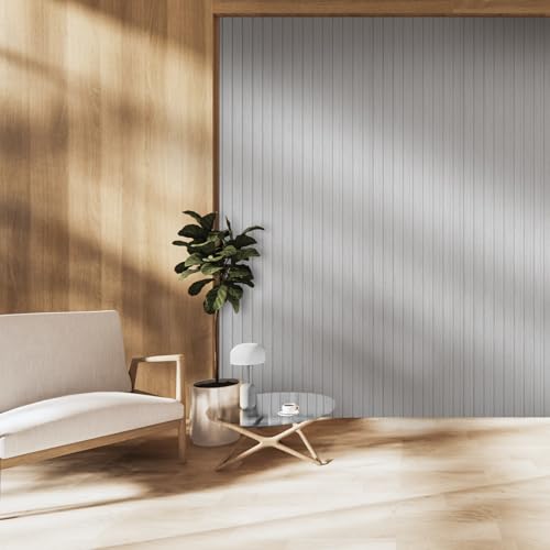 OUZUGIE WPC Acoustic Slat Wall Paneling, 8-Pack 96 x 6 Inches - color: Gray, size: (Low)96“ x 6"
