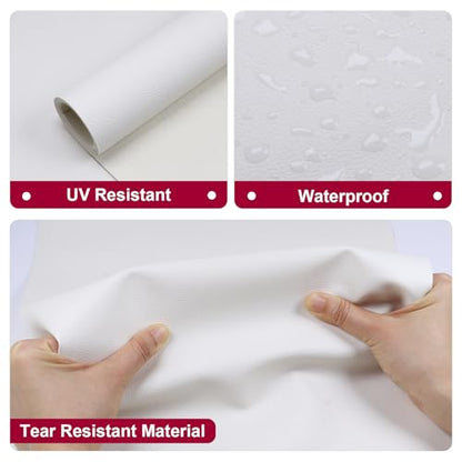 Marine Vinyl Fabric Waterproof Soft Leather Material 55"×108" White - color: White, size: 55"W x 108"L