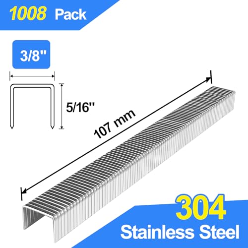 20 Gauge 304 Stainless Steel T/50 Staples, 3/8" Crown, 5/16" Leg - size: 5/16"--1008 pcs