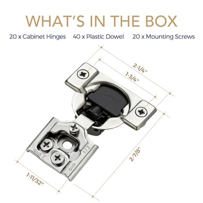 Soft Close Hinges for Kitchen Cabinet Hinges, 1/2 Inch Overlay, 20 Pack - size: 1/2 inch Overlay