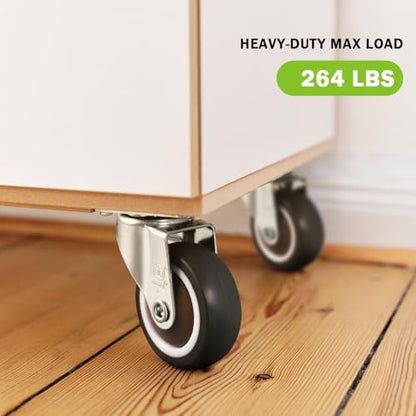 2.5'' Caster Wheels Set of 4 Heavy Duty No Noise Castors, Swivel Top Plate Casters Wheels for Small Project, Nightstand, Side Table, Furniture and Workbench Cart (2.5 Inches Swivel) - style: 2.5 Inches Swivel