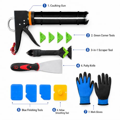 7-Piece Caulking Kit with Caulk Gun