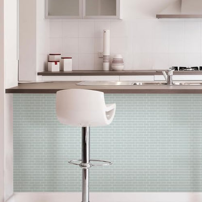 InHome Sea Glass Peel and Stick Backsplash Tiles, Blue, 10.5 in x 10.5 in