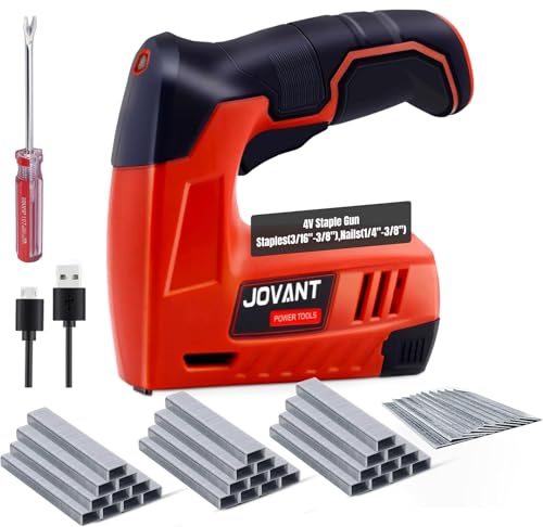 Electric Staple Gun with 3000 Staples 650 Nails, Upholstery Staple Gun for Wood Crafts Carpentry Decoration DIY, 4V 2 in 1 Cordless Brad Nailer Fits 18GA 1/4"-1/2" Nails and 22GA 3/16"-3/8" Staples