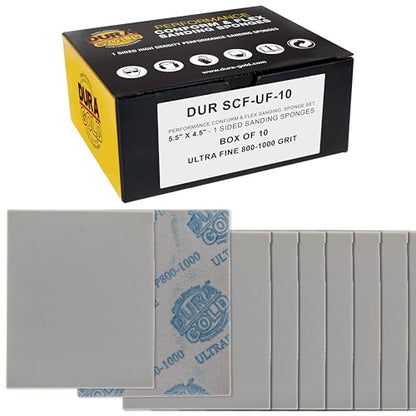 Dura-Gold Ultrafine Cut Sanding Sponges 5.5" x 4.5", 800 to 1000 Grit Bx 10 - style: Ultra Fine