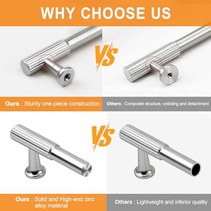 VEHCIL 20 Pack Brushed Nickel Cabinet Handles, 5" Hole Centers Kitchen Cabinet Pulls Drawer Dresser Handles Cabinet Hardware for Kitchen Cupboard, Solid Zinc Alloy - color: Brushed Nickel (20PACK), size: 5 Inch Hole Center