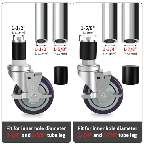 4 Inch Expanding Stem Caster Set of 4 for Stainless Steel Table - style: 4 Inch