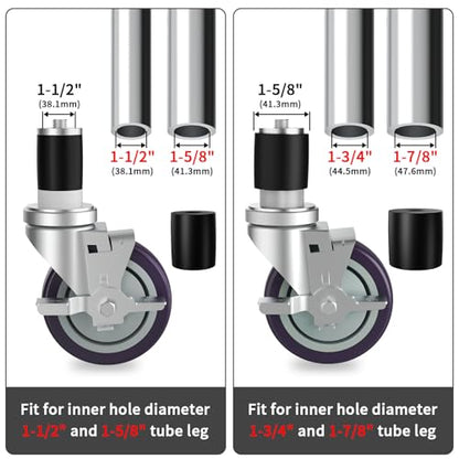 4 Inch Expanding Stem Caster Set of 4 for Stainless Steel Table - style: 4 Inch